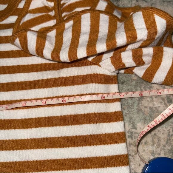 Anthropologie Mustard and White Striped Knit Top - Picture 4 of 8